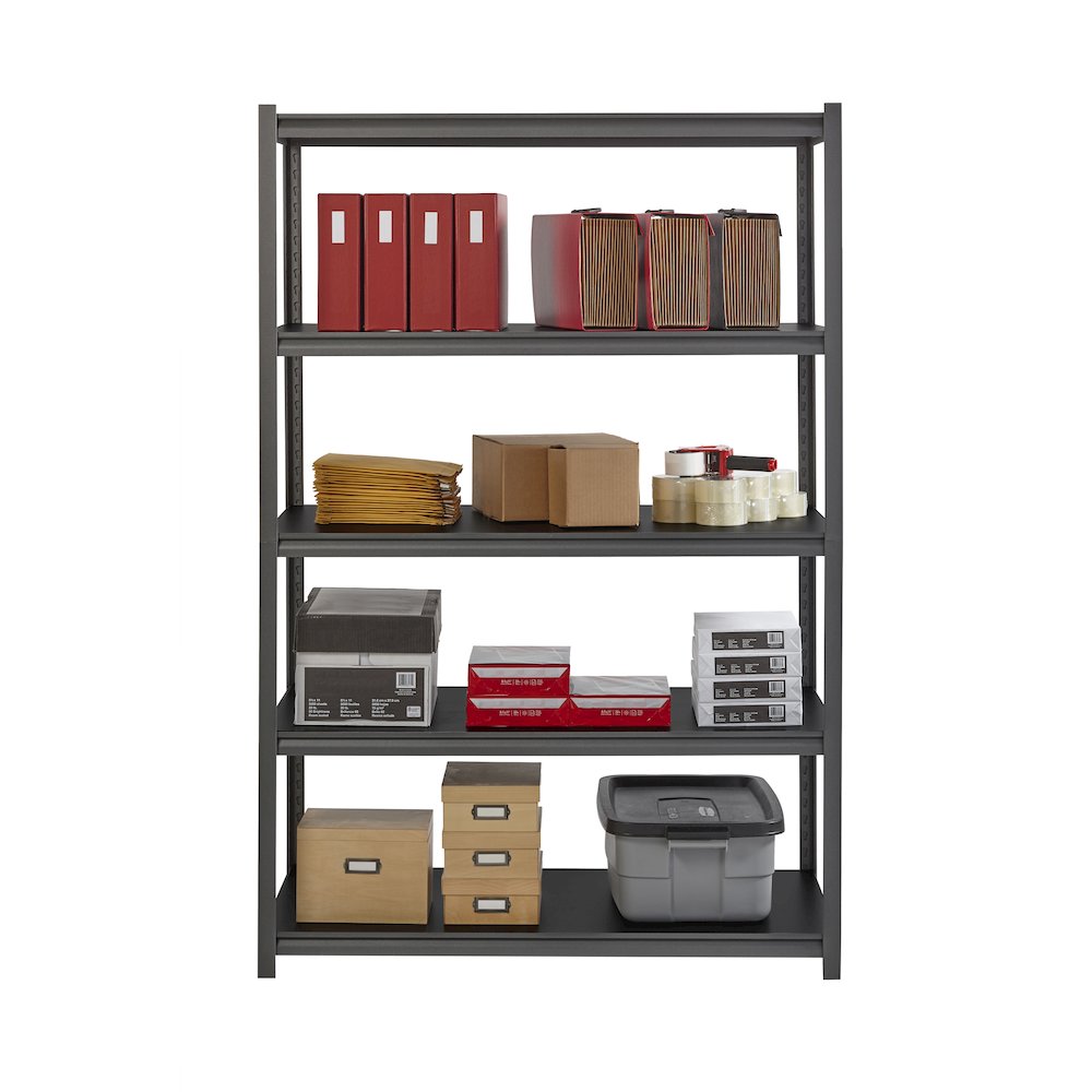 Iron Horse Riveted Steel Shelving, 5-Shelf, 24Dx48Wx72H, Gunmetal Gray/Black. Picture 4