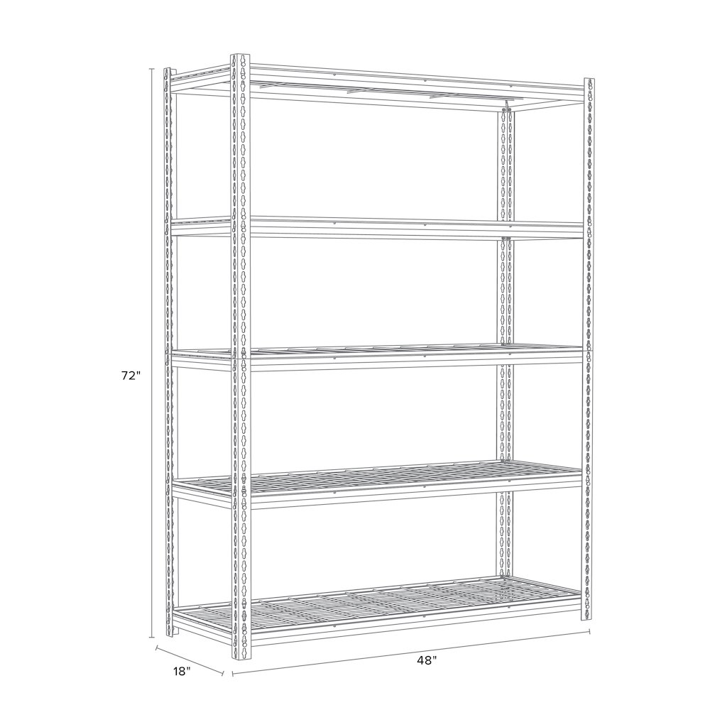 Iron Horse 2300 Riveted Wire Deck Shelving, 5-Shelf, 18Dx48Wx72H, Black. Picture 2