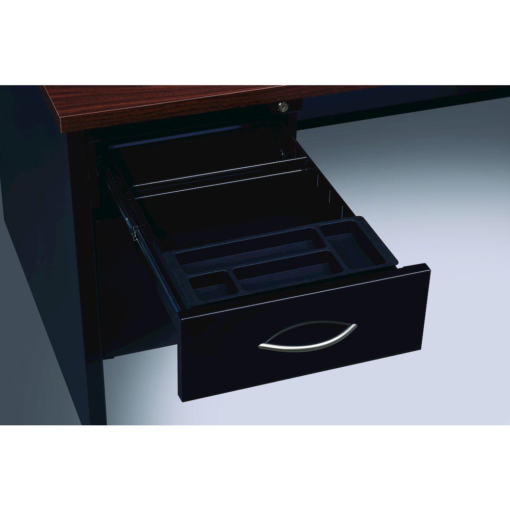 Hirsh Modular Left-Hand File Office Desk, 36" D x 72" W, Charcoal / Mahogany. Picture 3
