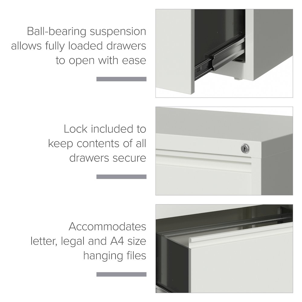 Hirsh 30 Inch Wide 4 Drawer Metal Lateral File Cabinet, White. Picture 11