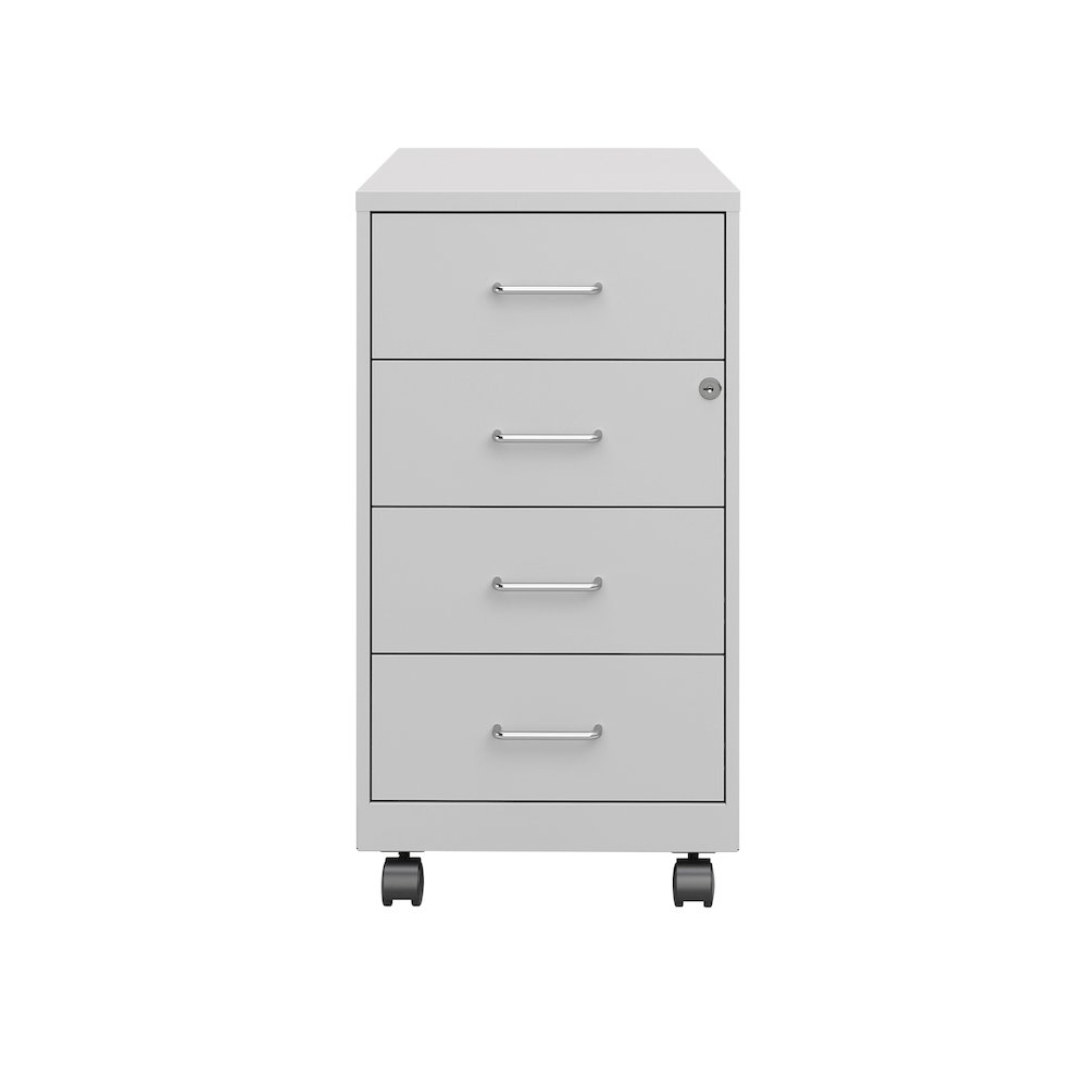 Space Solutions 18" Deep 4 Drawer Metal Mobile Organizer, Locking, Arctic Silver. Picture 3