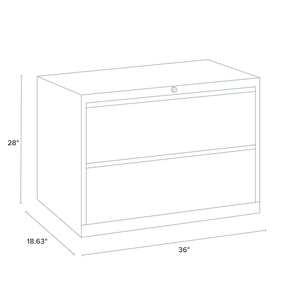Hirsh 36 Inch Wide 2 Drawer Metal Lateral File Cabinet, Black. Picture 2