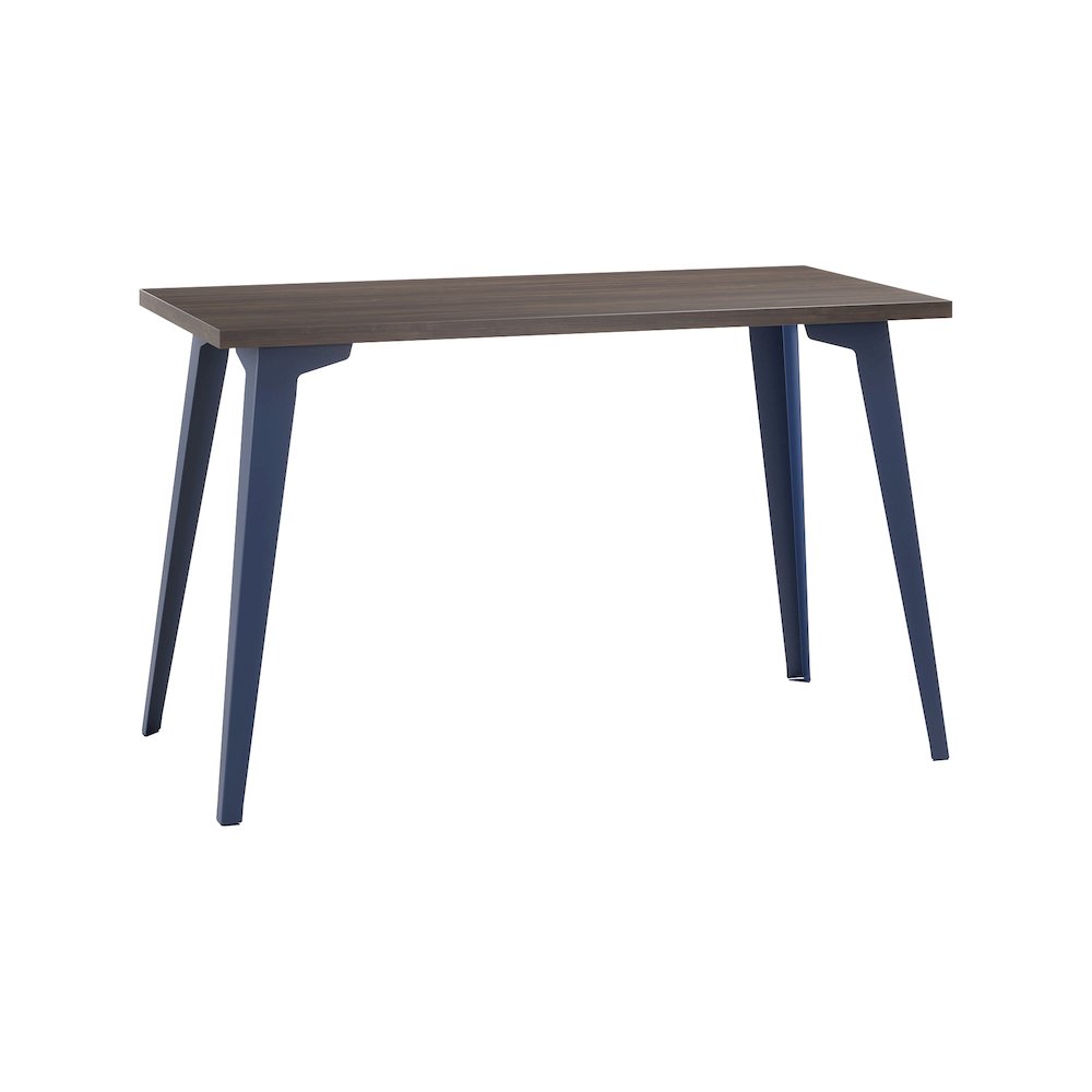 Orison Office 24x48 Mid Century Modern Desk, Navy / Trail Walnut. Picture 1