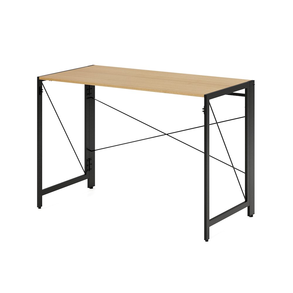 Space Solutions 43 inch Folding Home Office Desk for Home or Office, Black/Teak. Picture 4