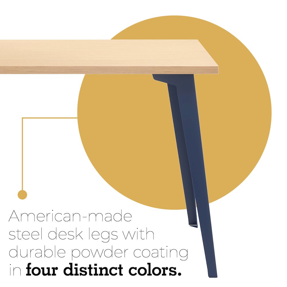 Orison Office 24x48 Mid Century Modern Desk, Navy / Platinum Oak. Picture 7