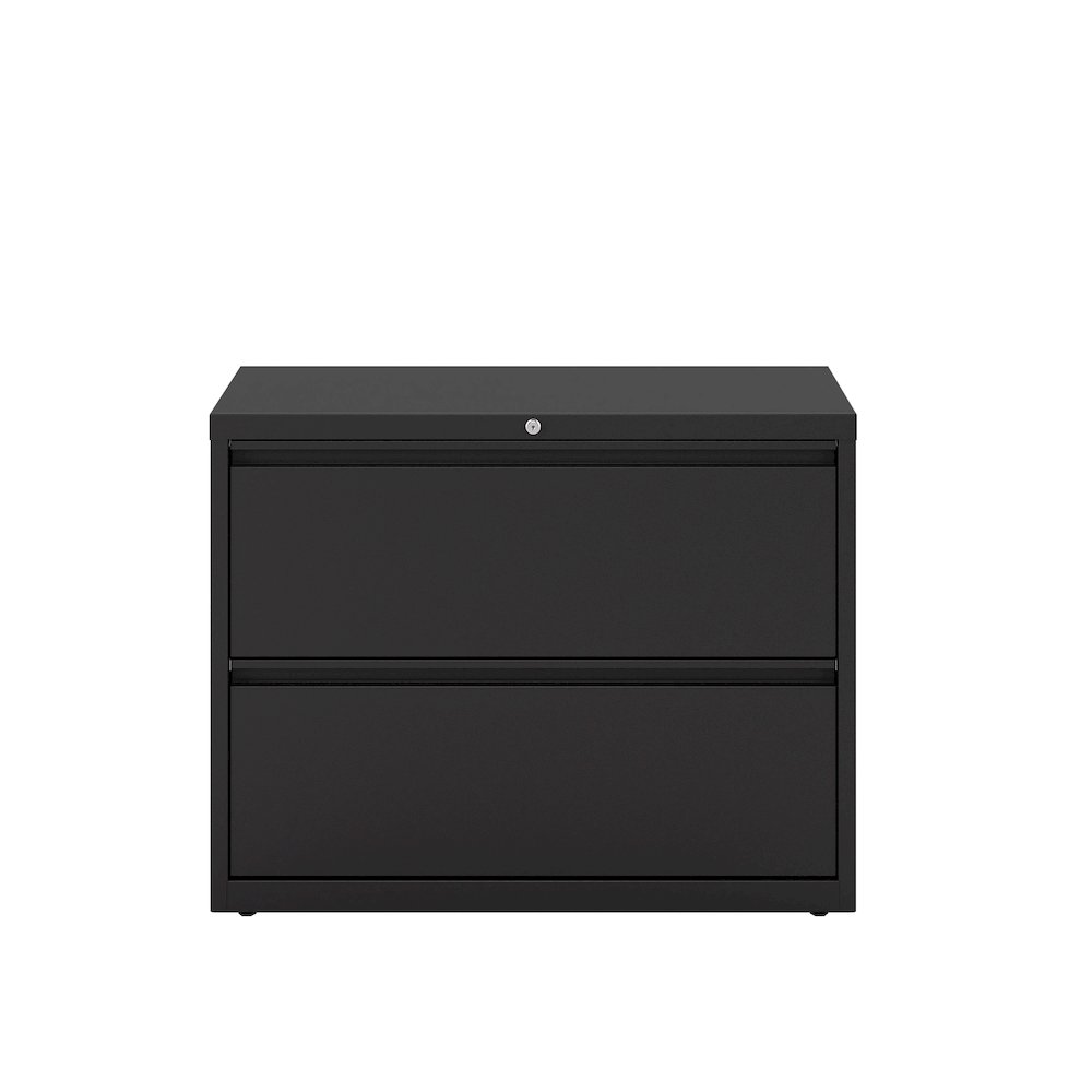 Hirsh 36 Inch Wide 2 Drawer Metal Lateral File Cabinet, Black. Picture 4