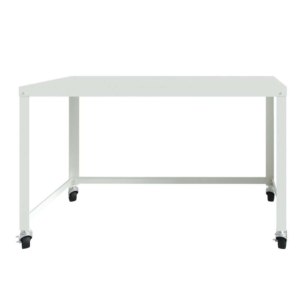 Hirsh Ready-to-Assemble 48-inch Wide Mobile Metal Desk for Home Office, White. Picture 5