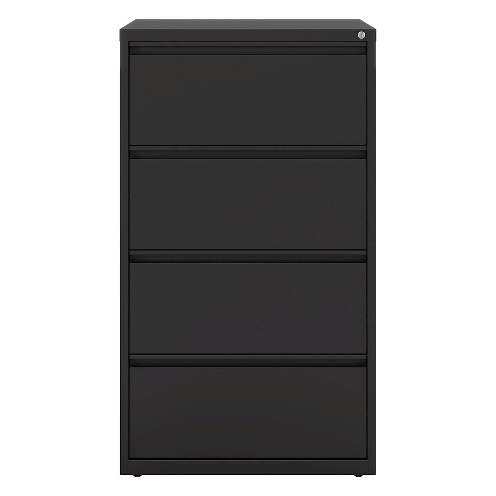 Hirsh 30 Inch Wide 4 Drawer Metal Lateral File Cabinet, Black. Picture 3