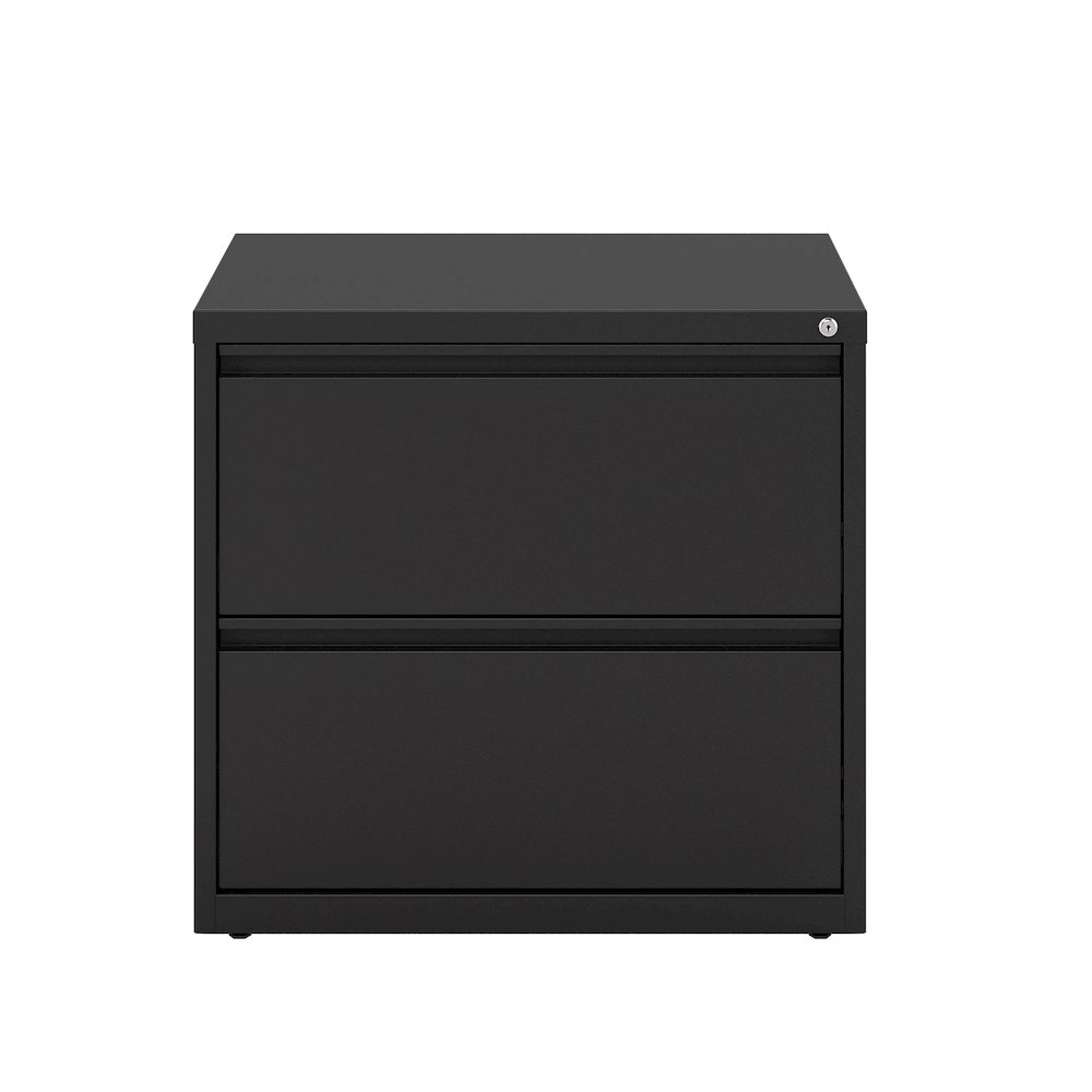 Hirsh 30 inch Wide 2 Drawer Metal Lateral File Cabinet, Black. Picture 3
