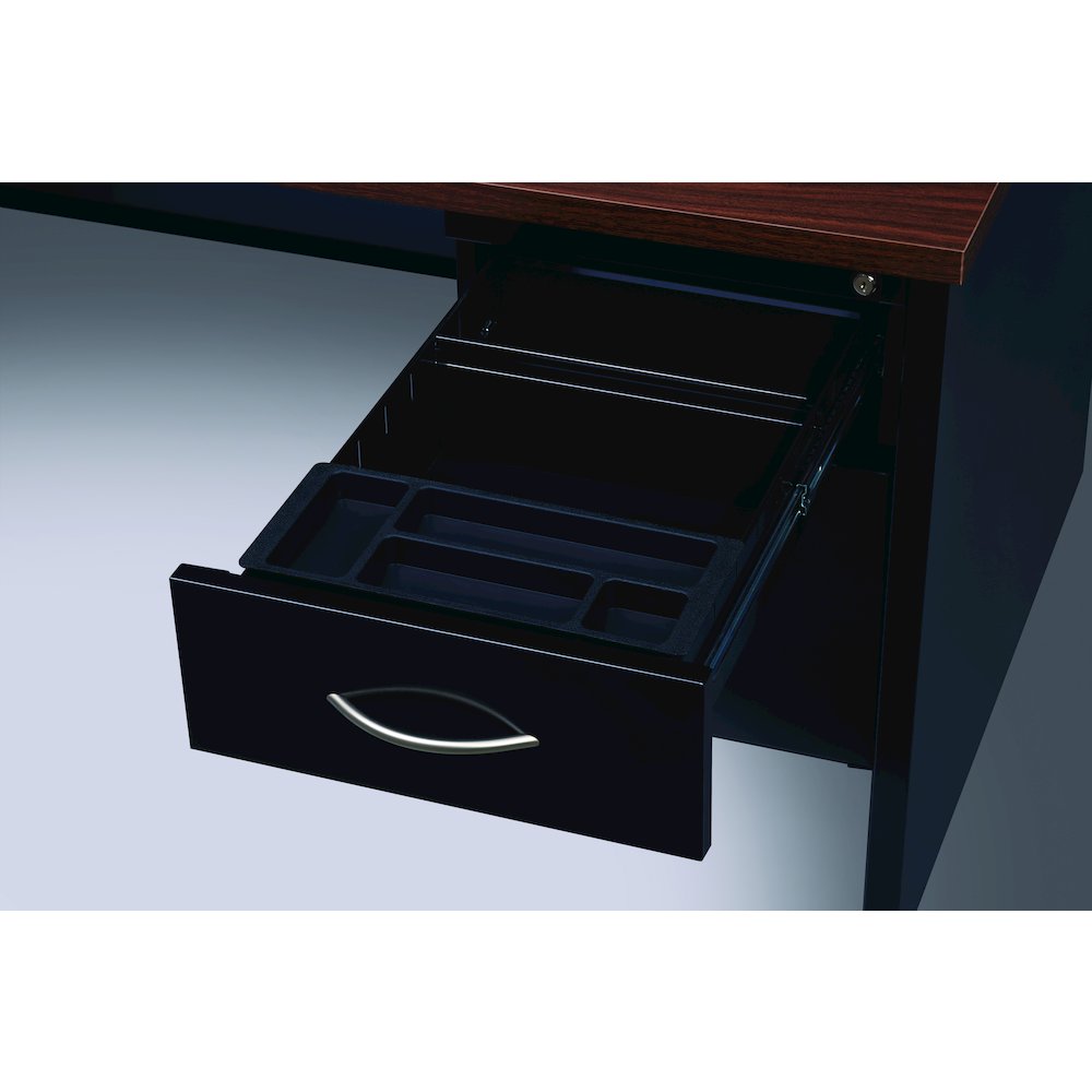 Hirsh 24D x 48W Right Hand Return for Desk, Arch Pull Handles, Charcoal/Mahogany. Picture 3