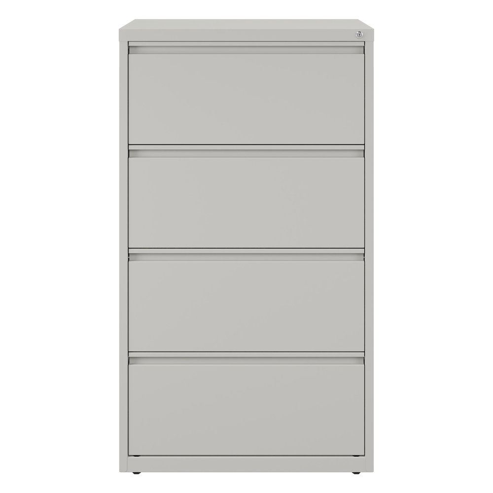Hirsh 30 Inch Wide 4 Drawer Metal Lateral File Cabinet, Light Gray. Picture 3