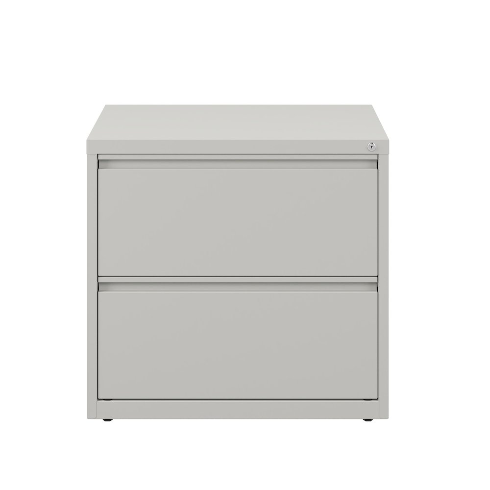 Hirsh 30 inch Wide 2 Drawer Metal Lateral File Cabinet, Light Gray. Picture 3