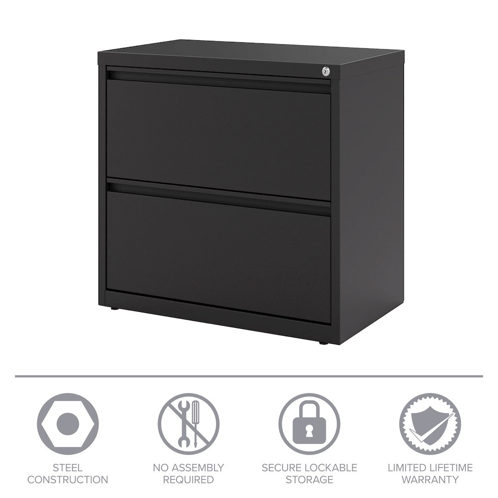 Hirsh 30 inch Wide 2 Drawer Metal Lateral File Cabinet, Black. Picture 15