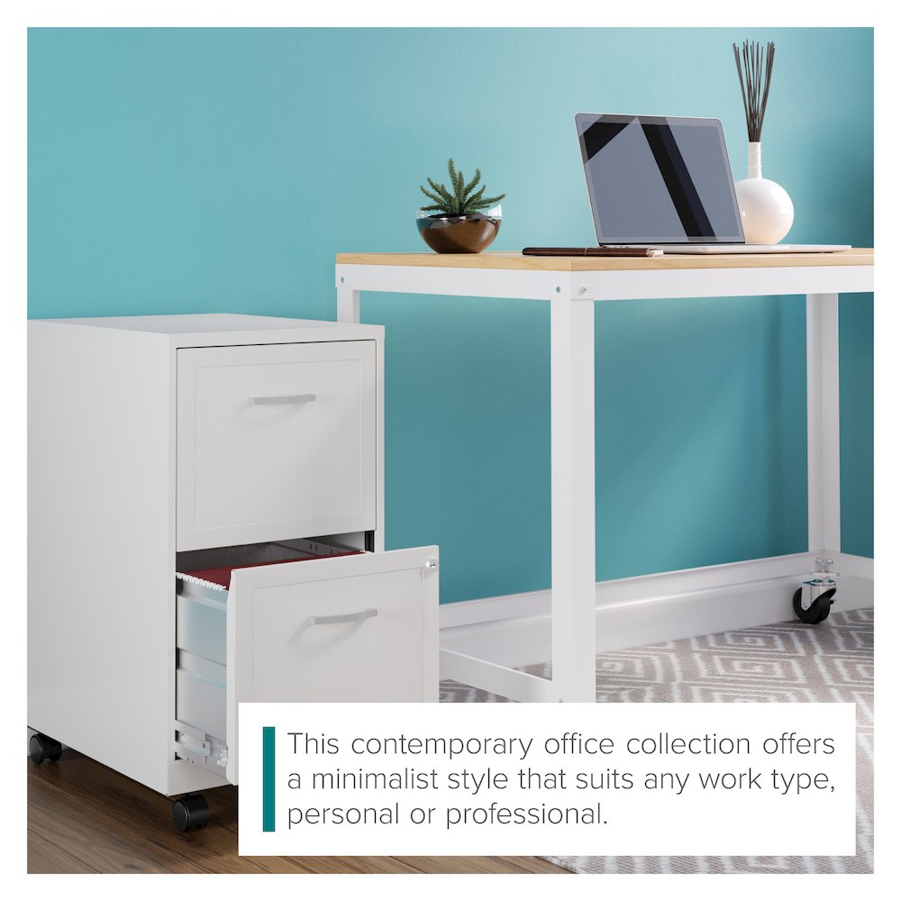 Space Solutions Ready-to-assemble 48-inch Wide Mobile Metal Desk White/Maple. Picture 12