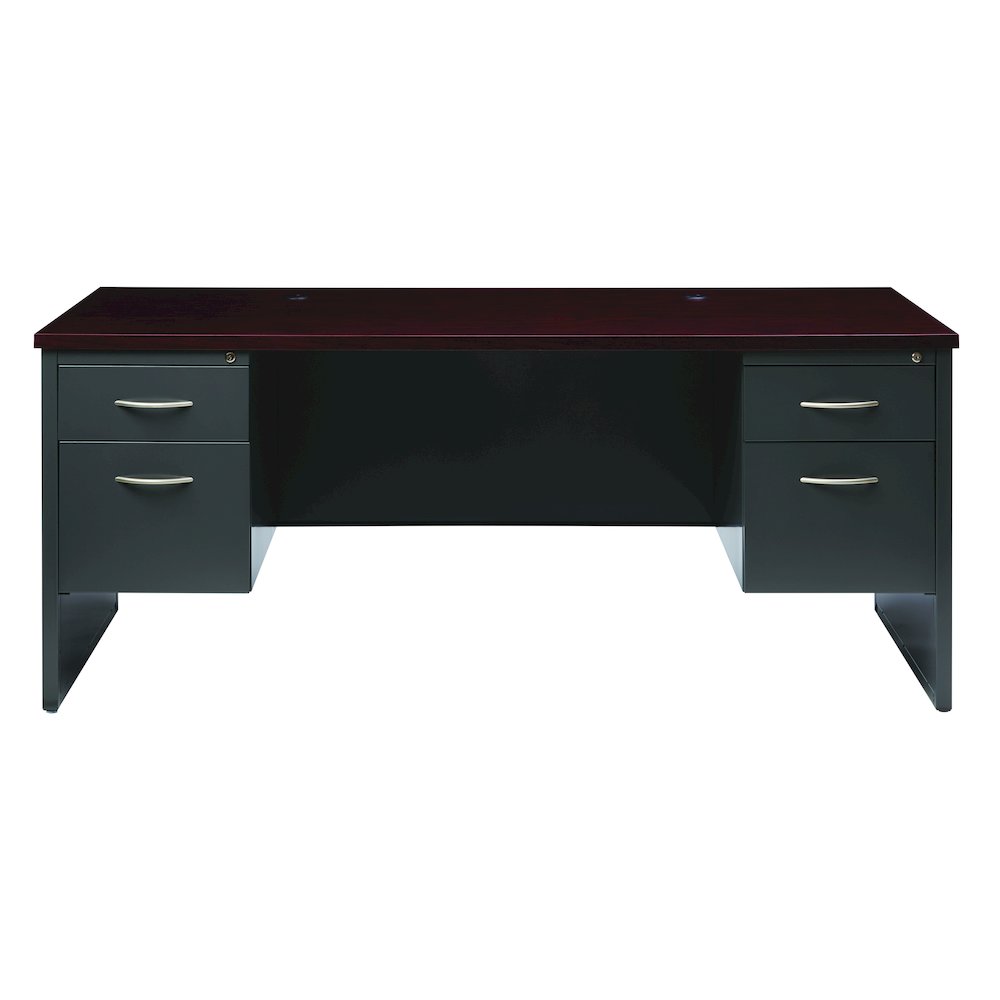 Hirsh Modular Double File Office Desk, 36 inch Dx72 inch W, Charcoal/Mahogany. Picture 3