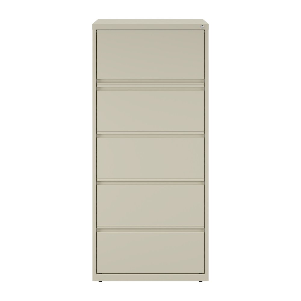 Hirsh 30 inch Wide 5 Drawer Metal Lateral File Cabinet, Putty. Picture 3