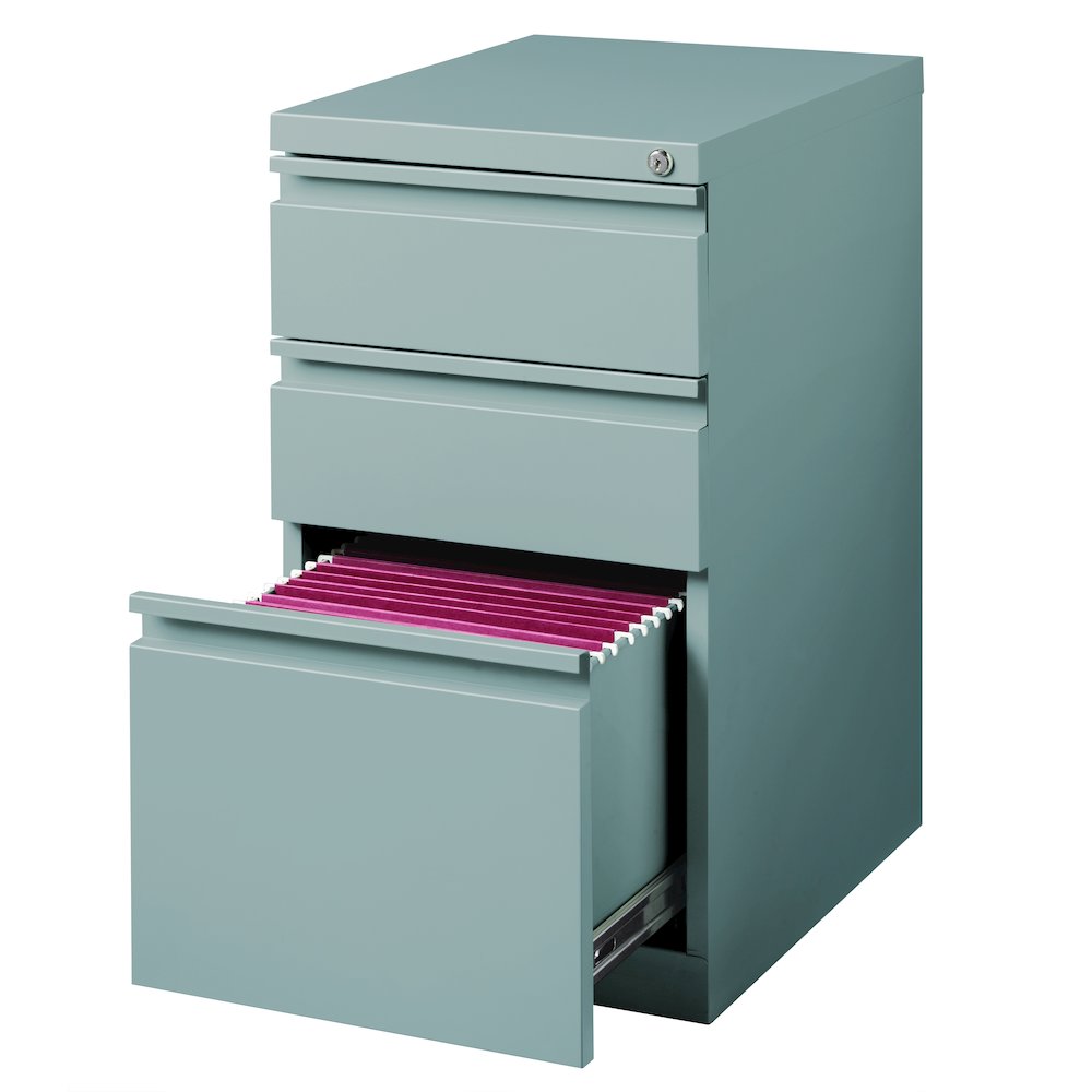 Hirsh 20" Deep Mobile Pedestal File Cabinet 3 Drawer Box-Box-File, Platinum. Picture 5