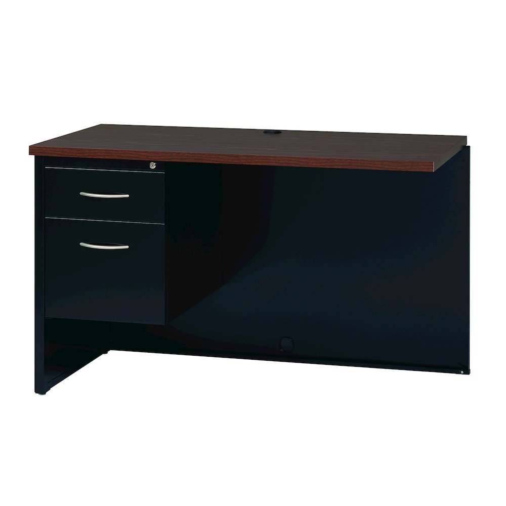 Hirsh 24D x 48W Left Hand Return for Office Desk, Black/Walnut. Picture 1