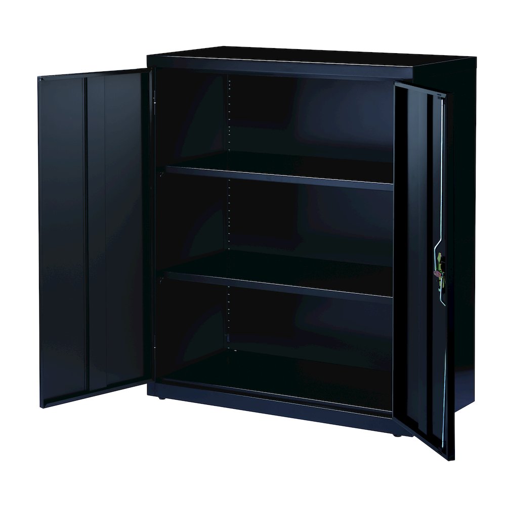 Hirsh Welded Steel Storage Cabinet with 2 Shelves, 18"Dx36"Wx42"H, Black. Picture 6