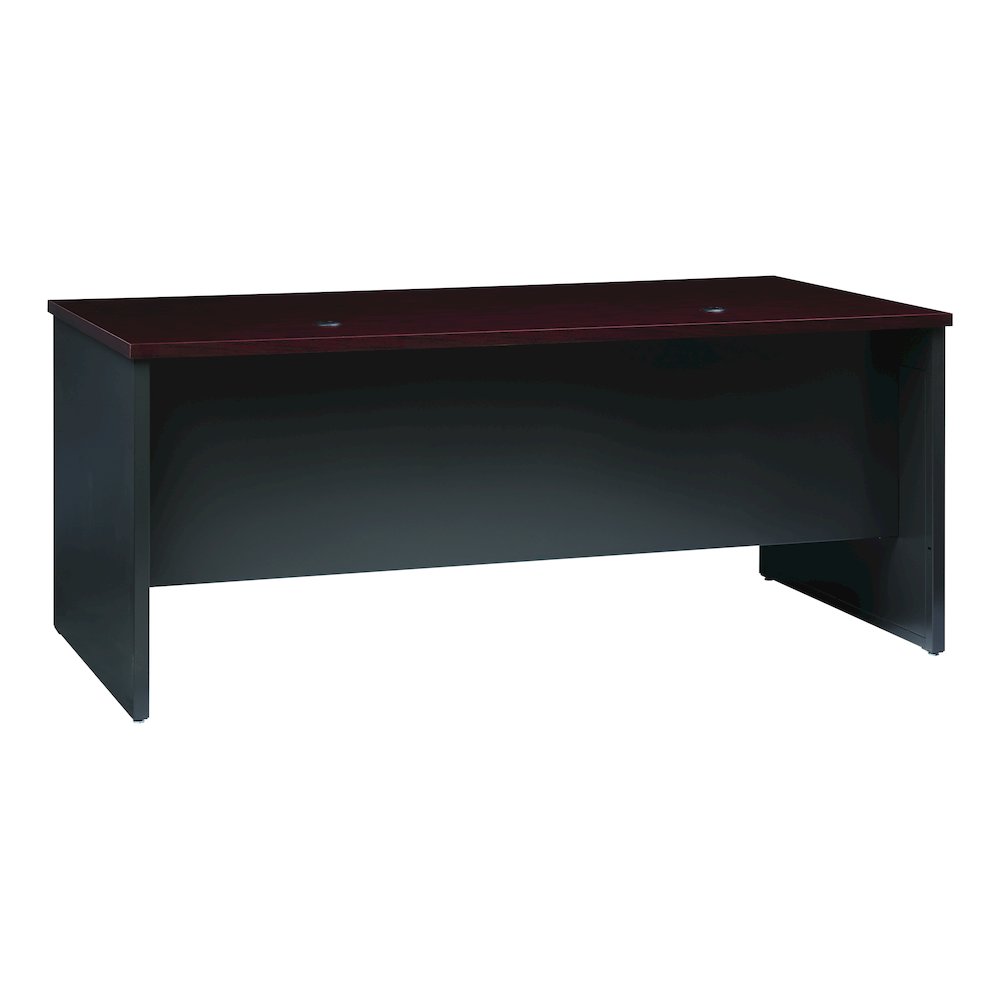 Hirsh Modular Double File Office Desk, 36 inch Dx72 inch W, Charcoal/Mahogany. Picture 4