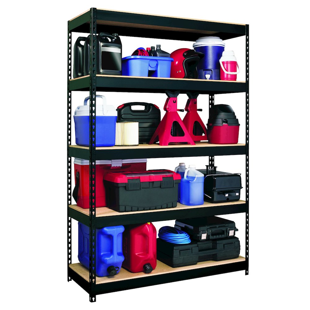 Iron Horse 3800 Riveted Steel Shelving, 5-Shelf, 18Dx48Wx72H, Black. Picture 13