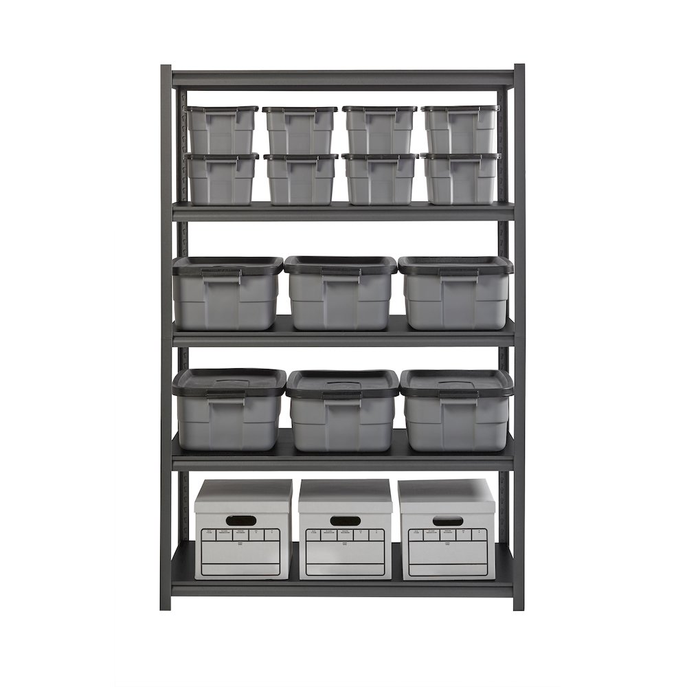 Iron Horse Riveted Steel Shelving, 5-Shelf, 24Dx48Wx72H, Gunmetal Gray/Black. Picture 5