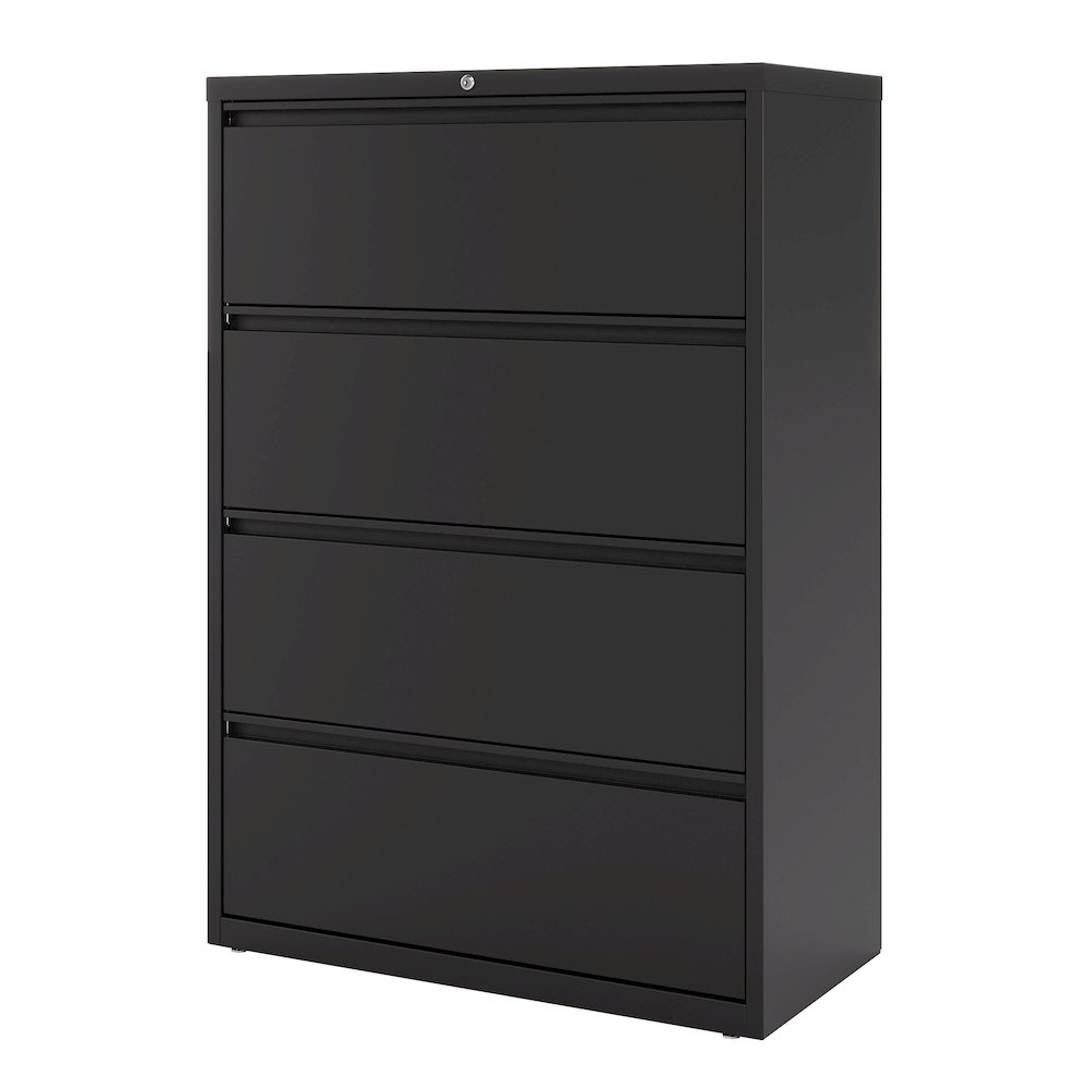 Hirsh 36 Inch Wide 4 Drawer Metal Lateral File Cabinet, Black. Picture 4