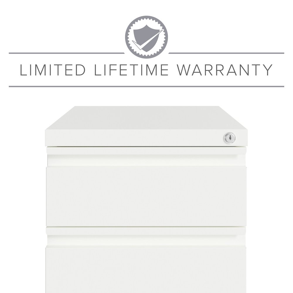 Hirsh 20" Deep Mobile File Cabinet 2 Drawer with XL Backpack Drawer, White. Picture 17