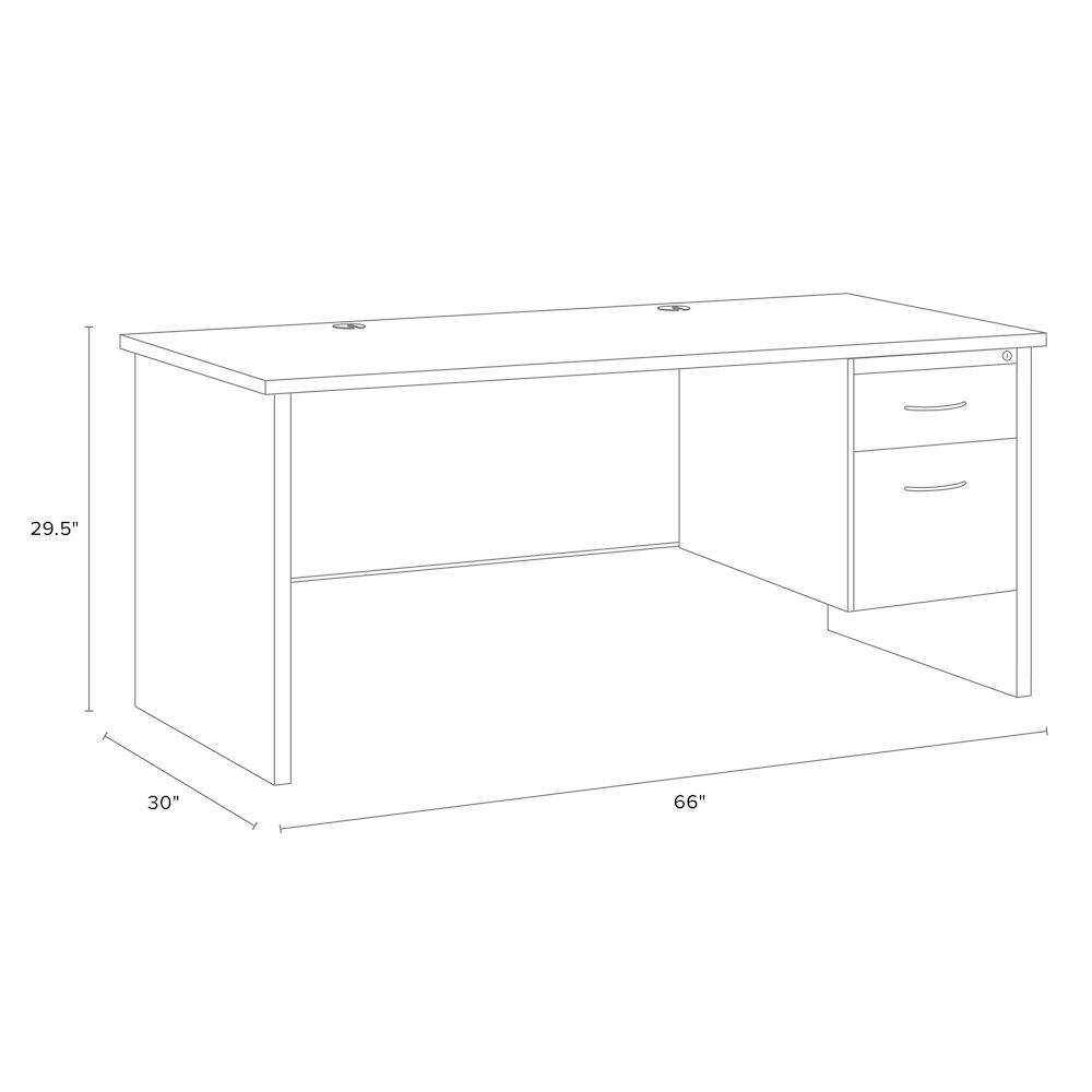 Hirsh Modular Right-Hand File Desk for Office, 30" D x 66" W, Charcoal/Mahogany. Picture 2