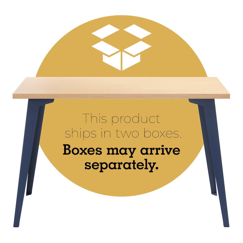 Orison Office 24x48 Mid Century Modern Desk, Navy / Platinum Oak. Picture 8