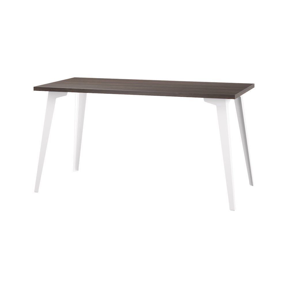 Orison Office 27x57 Mid Century Modern Desk, Alpine White / Trail Walnut. Picture 3