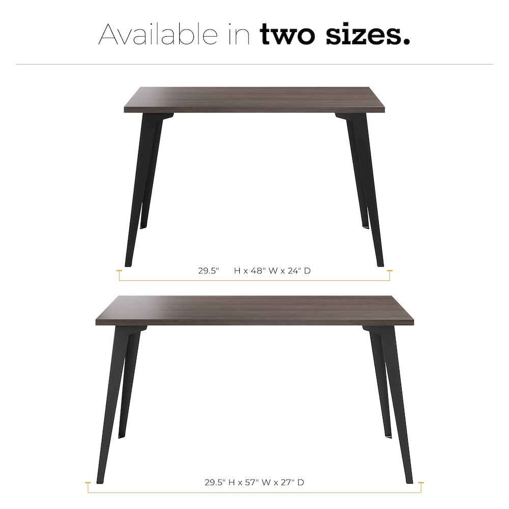 Orison Office 24x48 Mid Century Modern Desk, Black / Trail Walnut. Picture 5