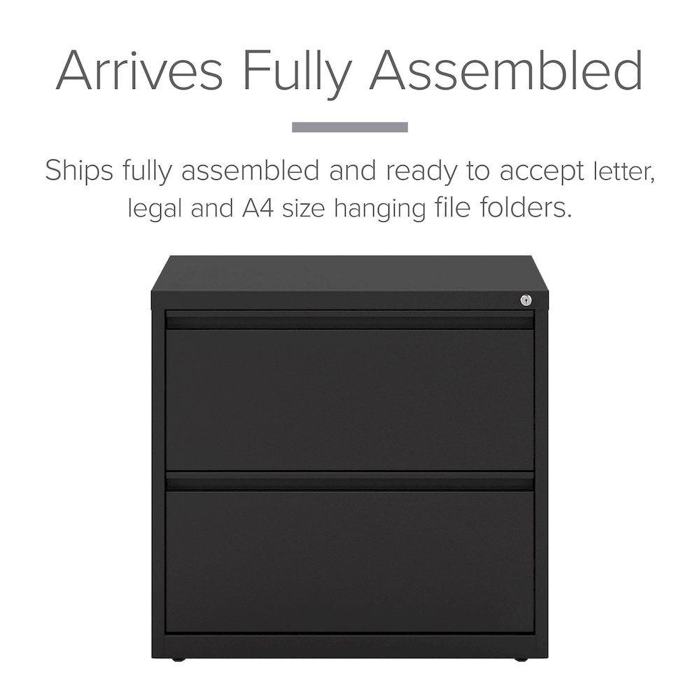 Hirsh 30 inch Wide 2 Drawer Metal Lateral File Cabinet, Black. Picture 8