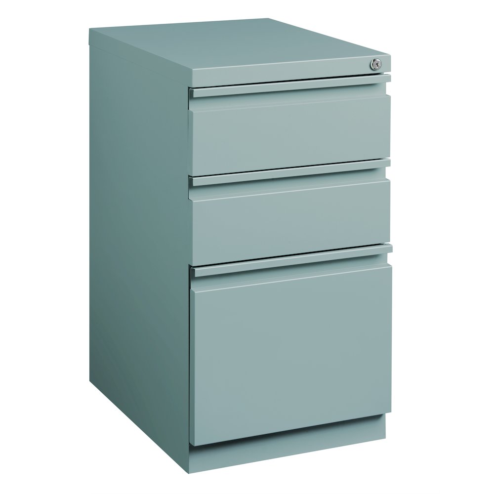 Hirsh 20" Deep Mobile Pedestal File Cabinet 3 Drawer Box-Box-File, Platinum. Picture 1