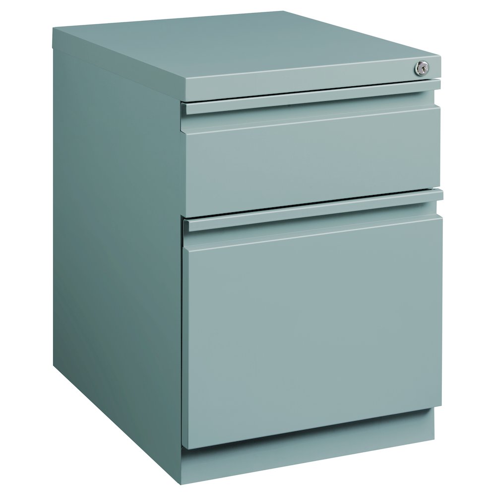 Hirsh 20" Deep Mobile Pedestal File Cabinet 2 Drawer Box-File, Platinum. Picture 1