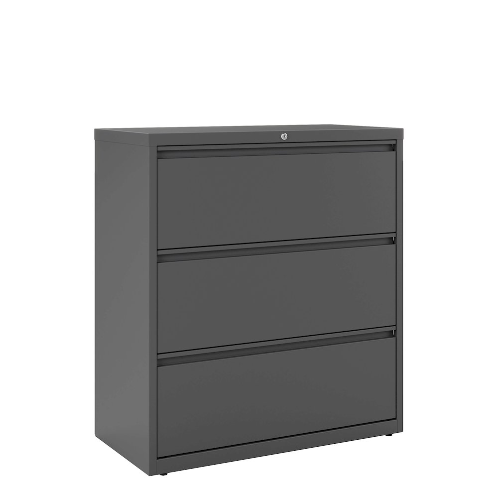 Hirsh 36 Inch Wide 3 Drawer Metal Lateral File Cabinet, Charcoal. Picture 1