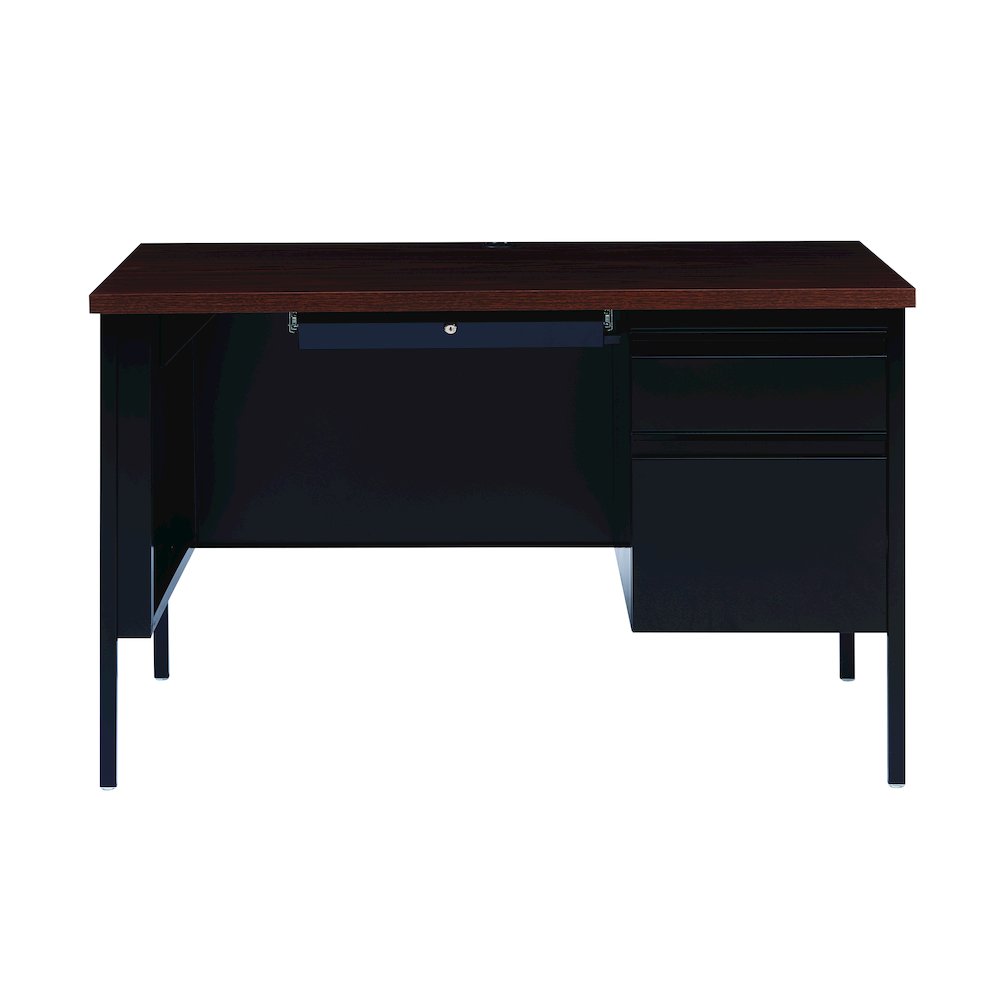 Hirsh Right-Hand File Office Desk with Center Drawer, 30" Dx48" W, Black/Walnut. Picture 3