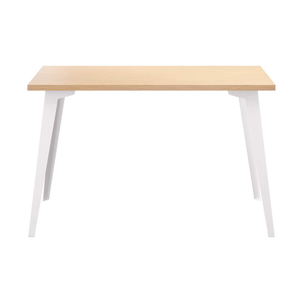 Orison Office 24x48 Mid Century Modern Desk, Alpine White / Platinum Oak. Picture 2