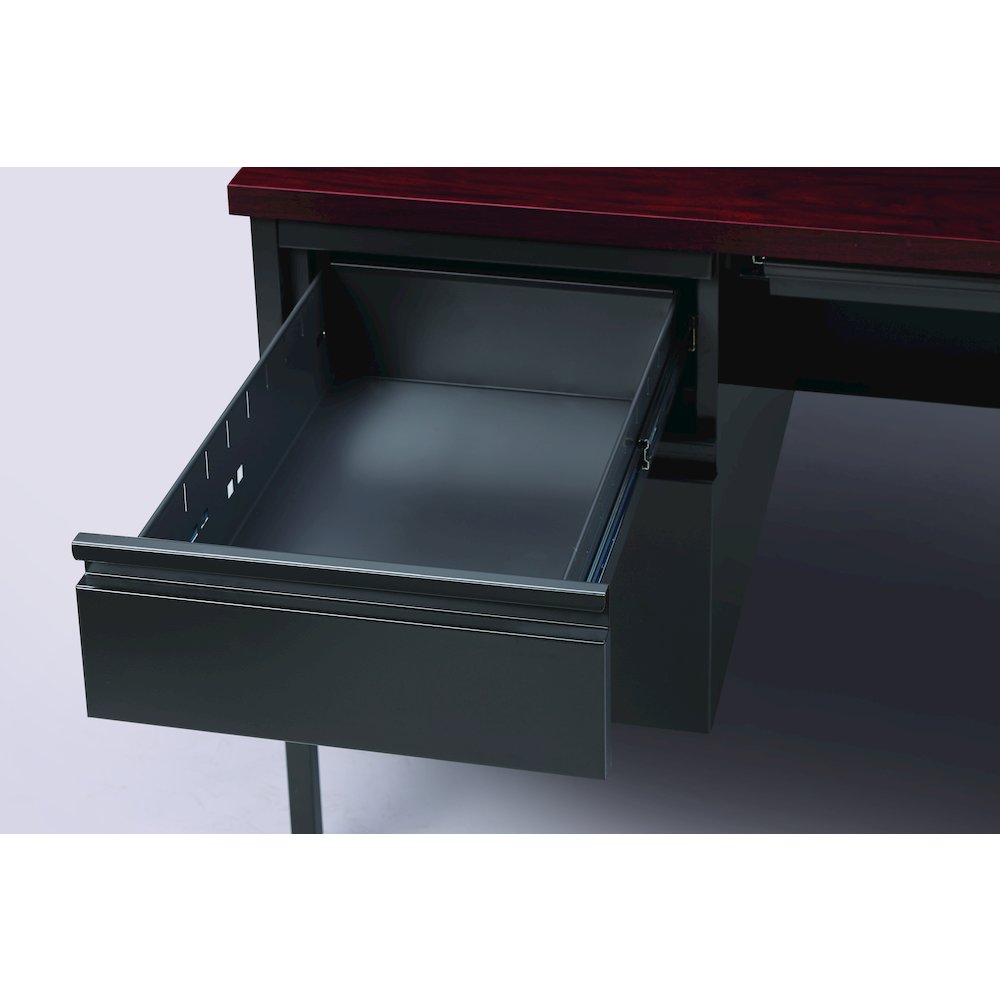 Hirsh Corner Office Desk with Right Hand Return, 66D x 72W, Charcoal / Mahogany. Picture 3