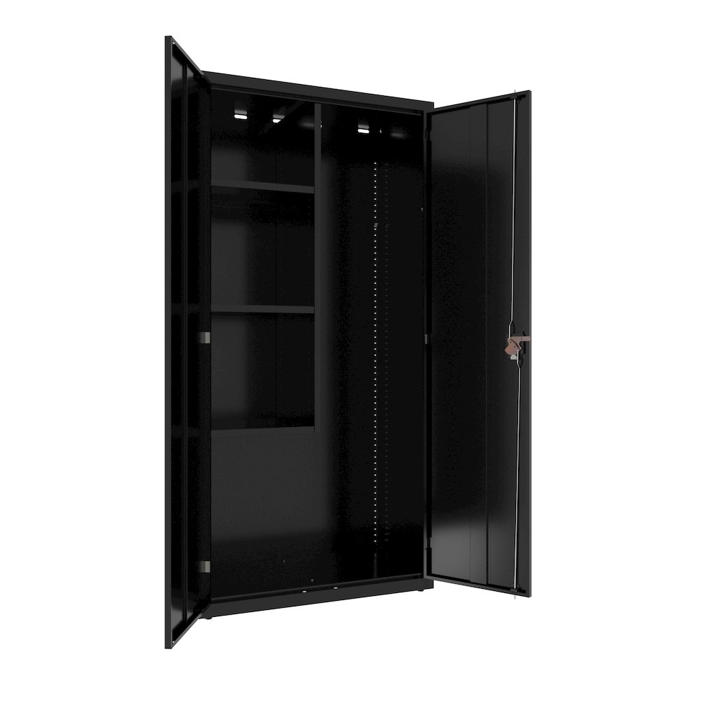 Hirsh Janitorial Cabinet, 18"D x 36"W x 72"H, Black. Picture 1