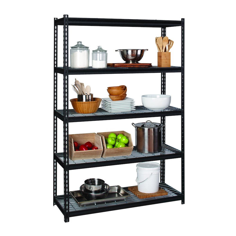 Iron Horse 2300 Riveted Wire Deck Shelving, 5-Shelf, 18Dx48Wx72H, Black. Picture 10