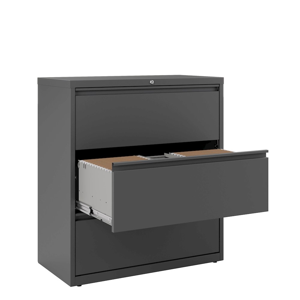 Hirsh 36 Inch Wide 3 Drawer Metal Lateral File Cabinet, Charcoal. Picture 6