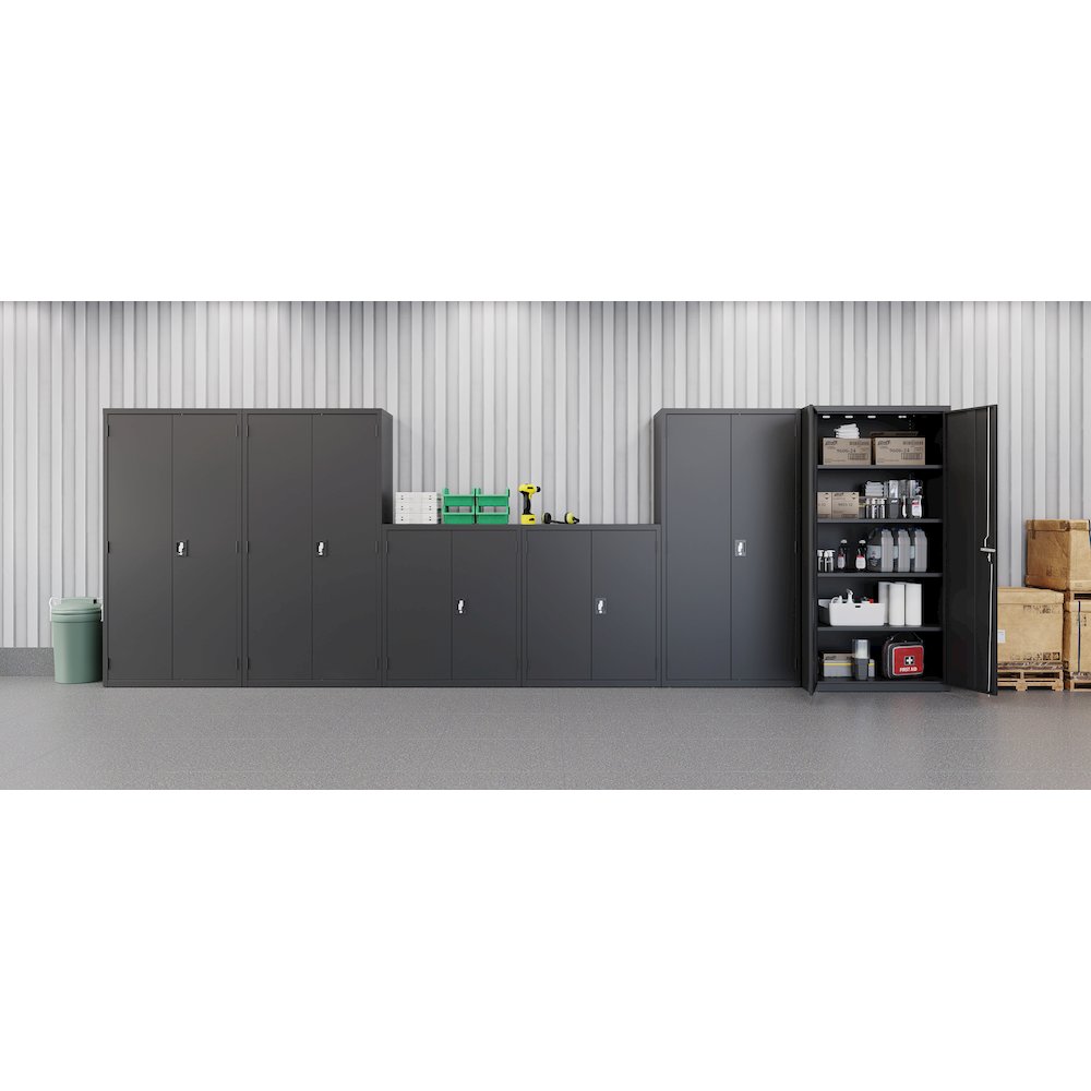 Hirsh Welded Steel Storage Cabinet 4 Adjustable Shelves, 24"Dx36"Wx72"H, Black. Picture 9