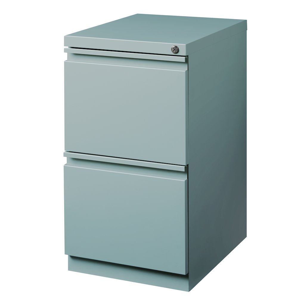 Hirsh 20" Deep Mobile Pedestal File Cabinet 2 Drawer File-File, Platinum. Picture 4