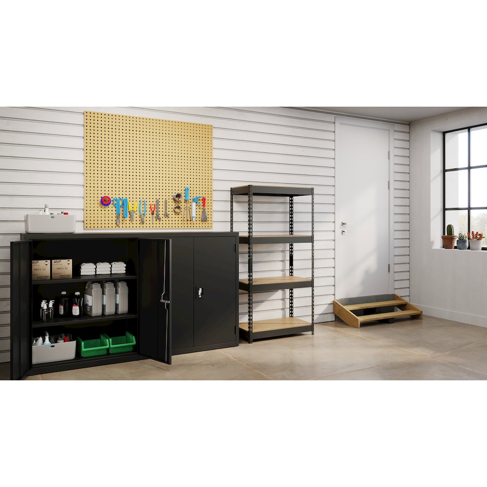 Iron Horse 3800 Riveted Steel Shelving, 4-Shelf, 16Dx30Wx60H, Black. Picture 3