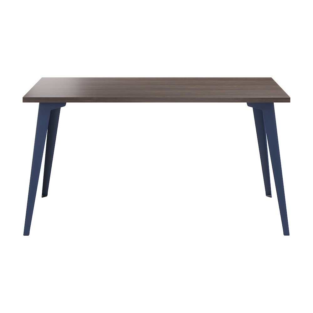 Orison Office 27x57 Mid Century Modern Desk, Navy / Trail Walnut. Picture 2
