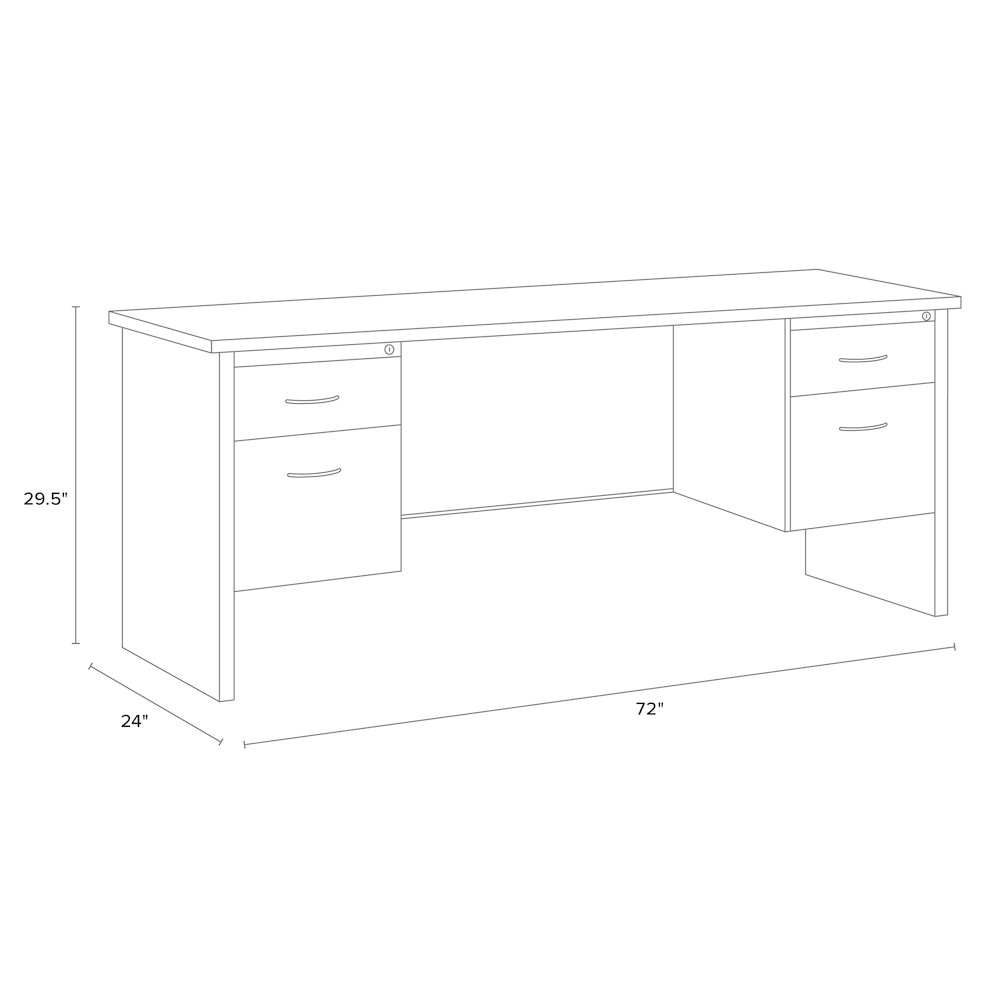 Hirsh 24D x 72W Double Pedestal Office Desk Credenza, Black/Walnut. Picture 2