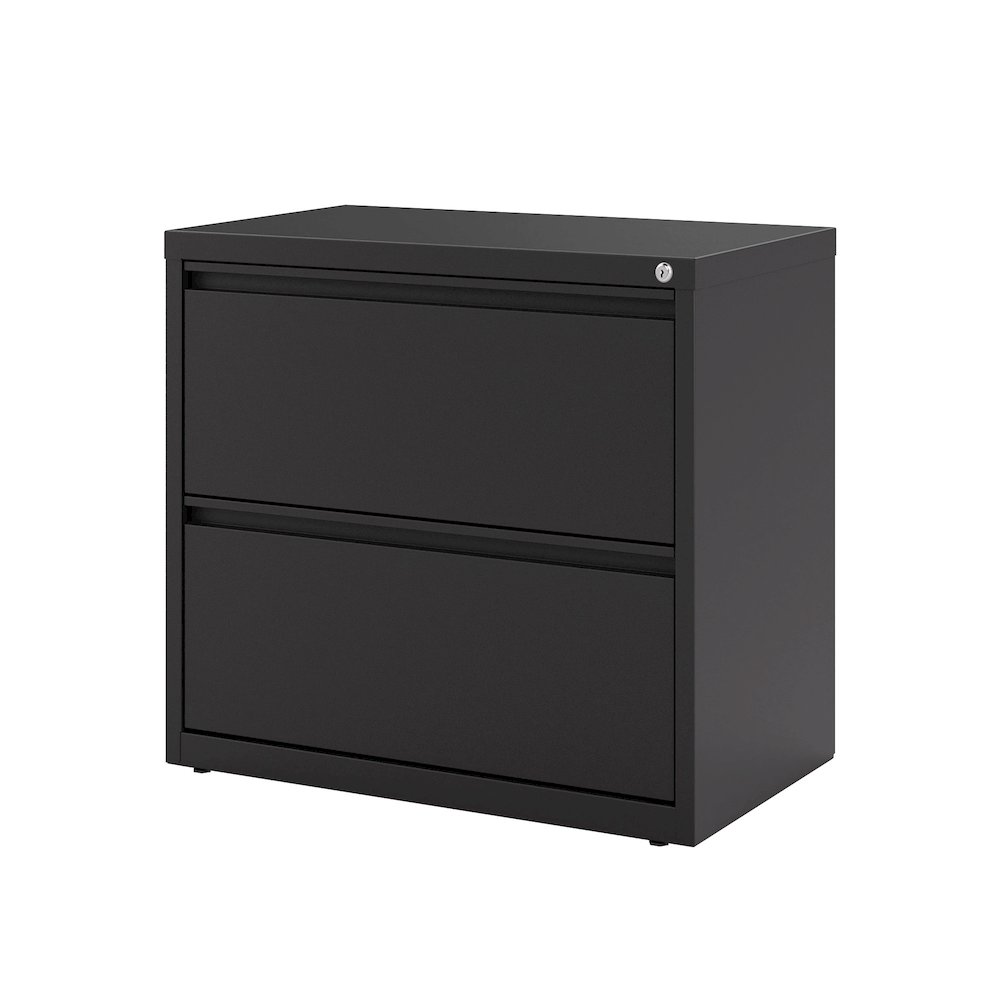 Hirsh 30 inch Wide 2 Drawer Metal Lateral File Cabinet, Black. Picture 5