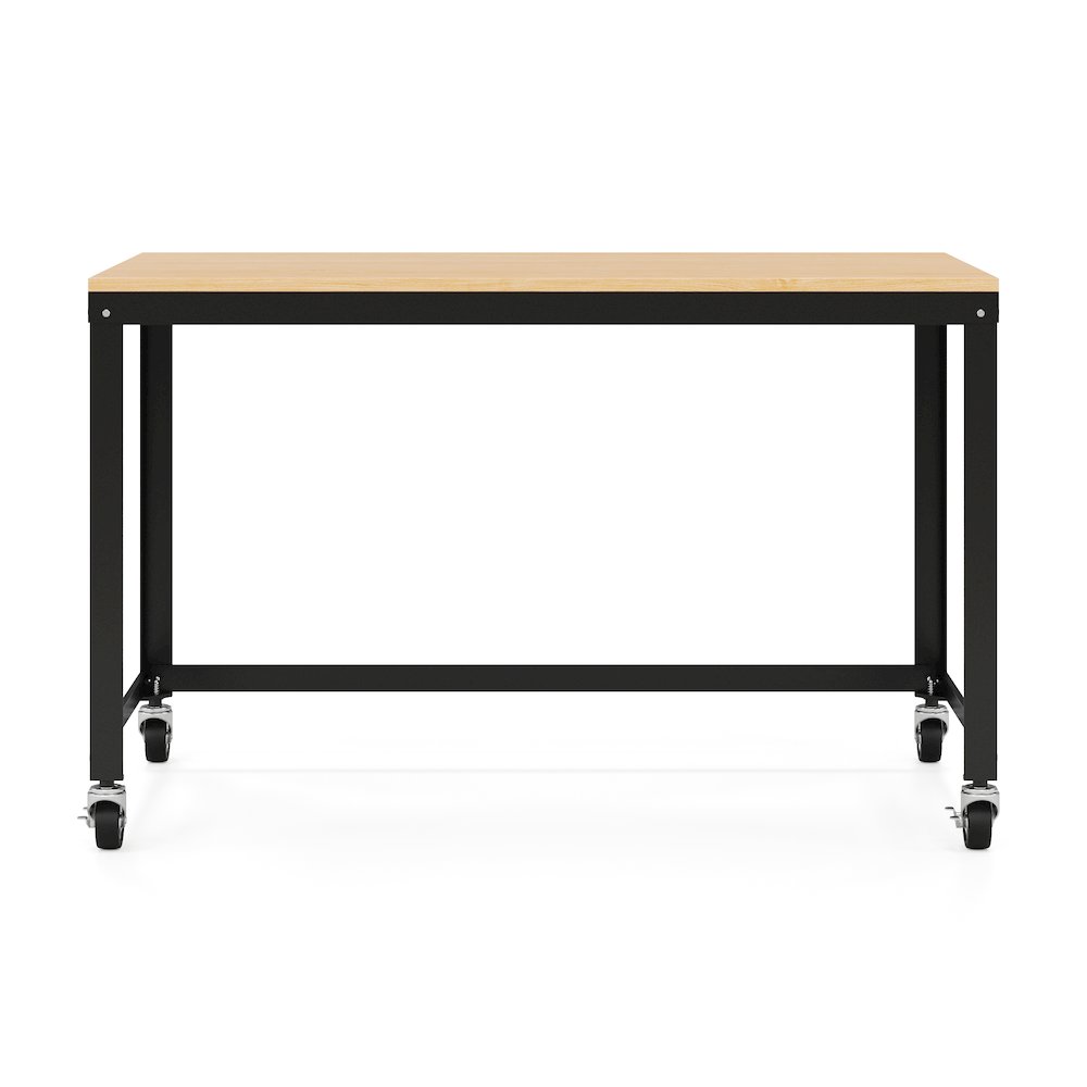 Space Solutions Ready-to-assemble 48-inch Wide Mobile Metal Desk Black/Maple. Picture 4