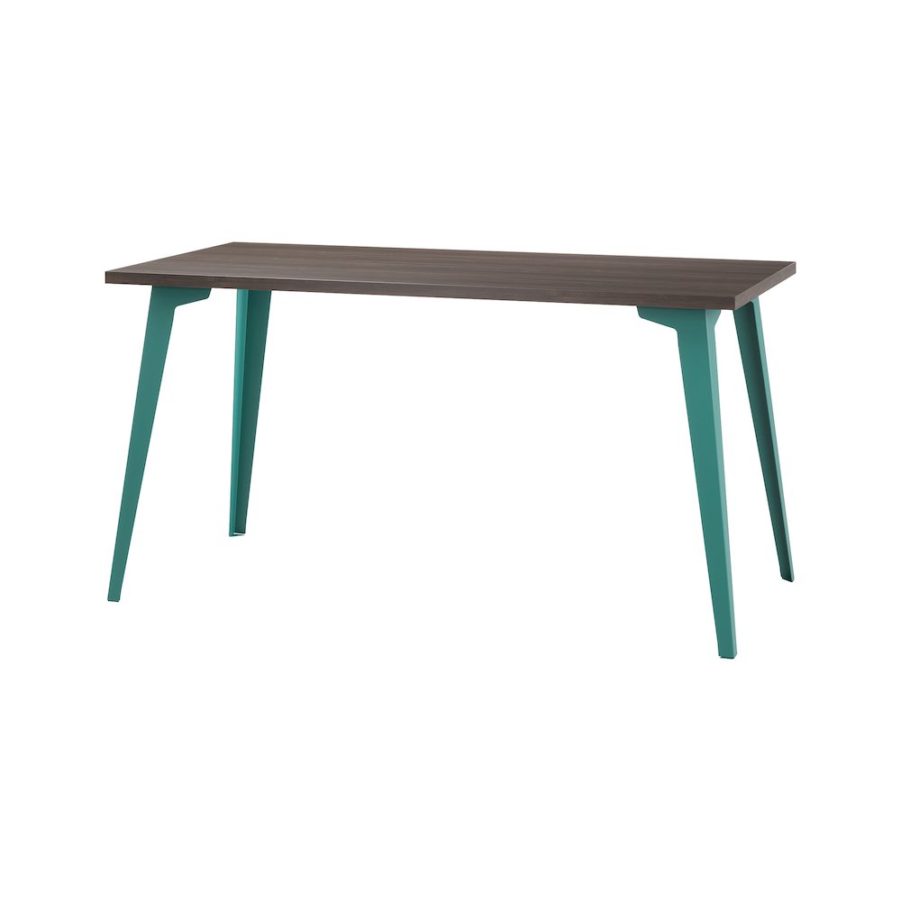 Orison Office 27x57 Mid Century Modern Desk, Teal / Trail Walnut. Picture 3